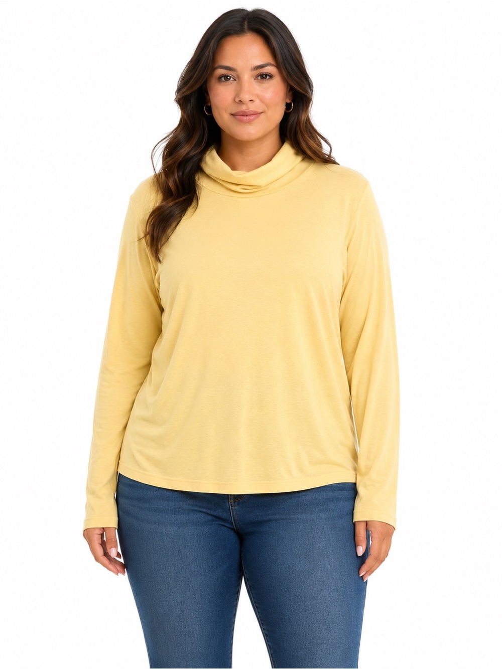 Christopher & Banks Light Yellow Cowl Neck Long Sleeve Sweater